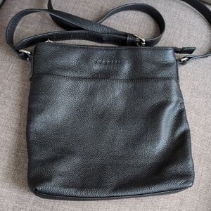 Bugatti Black Pebbled Leather Crossbody Bag